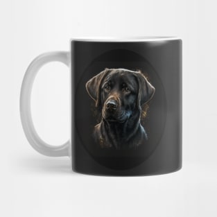 Black Labrador on Black Backgound Mug